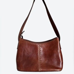 VTG Fossil brown medium sz top-stitch leather shoulder bag